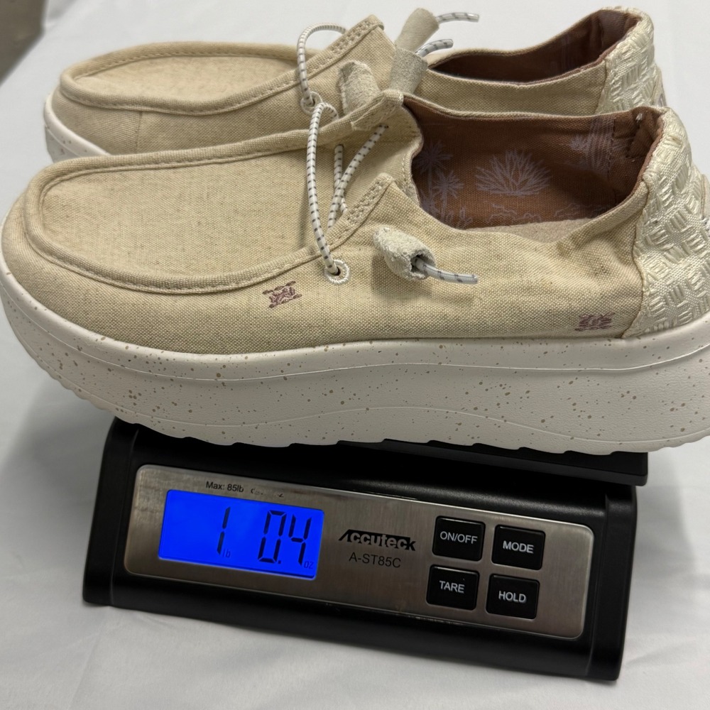 Hey Dude Wendy Peak Chambray Cream Platform Slip On Shoes Womens 9 Casual Light - Picture 8 of 8